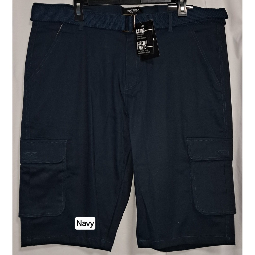 Blu Rock Men's Cargo Shorts, Navy, Size 40, 24 in‎ long